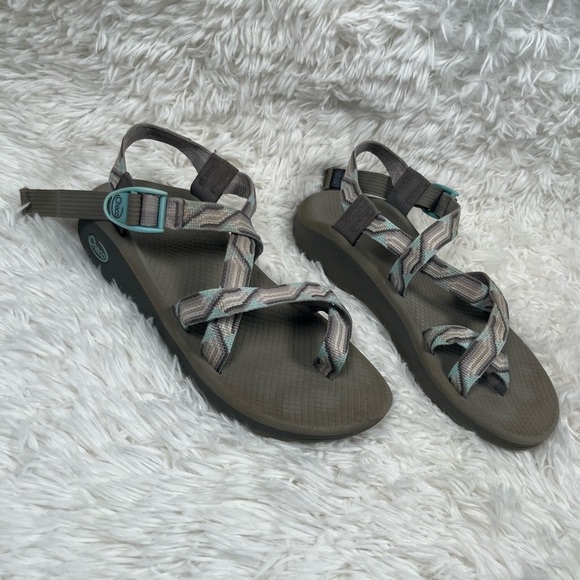 Chaco | Z/2 Classic Strappy Hiking Outdoors Sandals Teal Gray Aztec - Picture 2 of 8